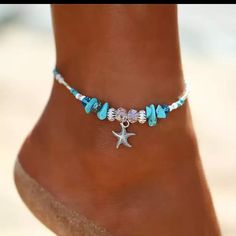 Brand New! Measure At Approximately 10.5” Length Leg Jewelry, Starfish Anklets, Foot Bracelet, Beaded Ankle, Ankle Jewelry, Beach Anklets, Beaded Anklets, Styl Boho, Foot Jewelry