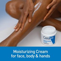 Developed with dermatologists, CeraVe Moisturizing Cream has a unique formula that provides 24-hour hydration and helps restore the protective skin barrier with three essential ceramides (1,3,6-II). This rich, non-greasy, fast-absorbing formula is ideal for sensitive skin on both the face and body. Non-comedogenic, Fragrance-free, Oil-free, Hypoallergenic. Gentle & Non-Irritating formula. Suitable for sensitive skin Provides 24-hour hydration and helps restore the protective skin barrier with th Cerave Moisturizer, Face Moisturizer For Dry Skin, Hyaluronic Acid Moisturizer, Cerave Moisturizing Cream, Moisturizing Face Cream, Glow Skin, Cream For Dry Skin, Hydrating Moisturizer, Moisturizing Cream