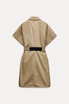 BELTED SHIRTDRESS ZW COLLECTION - Metal mink | ZARA United States Kids Studio, Cargo Shirts, Trench Jacket, Cardigan Sweater Dress, Leather Shirt, Blazer Vest, Zara Woman, Shirtdress, Puffer Coat