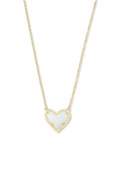 This whimsical pendant necklace charms with a colorful heart set in an etched metal frame. Style Name:Kendra Scott Ari Heart Pendant Necklace. Style Number: 5921868. Short Pendant Necklace, Double Heart Necklace, Kendra Scott Necklace, Preppy Jewelry, Gold Heart Necklace, Kendra Scott, Gold Pendant Necklace, Dainty Jewelry, Girly Jewelry