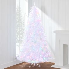 Pre-Lit Hinged Artificial White Pine Christmas Tree w/ Multicolor Lights White Pine Christmas Tree, Pine Christmas Tree, Pastel Christmas, Christmas Tree Shop, Christmas Yard, Indoor Christmas Decorations, Indoor Christmas, White Christmas Tree, Metal Stand