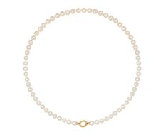 With its traditional materials and modern design, this Storrow pearl strand is the perfect complement to any style. The creamy Japanese akoya pearls taper in size and are each individually knotted along the cream silk to surround the 14K yellow gold circle clasp. Statement-making whether worn alone or with a charm or two! total length : 22" : knotted silkjapanese akoya pearls : vary : 7.5mm diameter to 8.5mm diameter each14K yellow gold circle : 1/2" diameter14K yellow gold circle push clasp Elegant Necklace With Gold Clasp, Elegant Round Necklace With Gold Clasp, Timeless Round Pearl Necklace, Pearl White Single Strand Pearl Necklace, Adjustable Round Pearl Necklace, Timeless Pearl Drop Necklace, Timeless Round Pearl Drop Necklace, Yellow Gold Round Pearl Necklace, Formal Necklace With Gold Clasp