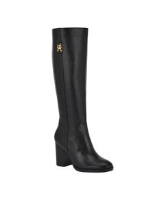 in stock Black Knee High Boots Low Heel, Black Leather Boots Knee High, Black Long Boots, Long Black Boots, Tommy Hilfiger Boots, Tall Black Boots, Plastic Heels, Fall Boots, Black Knee High Boots