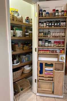 an open pantry filled with lots of food