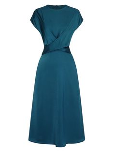 Blue 1940s Solid Irregular Waist Dress | Retro Stage 1950 Fashion Women Classy, 50s Dresses Formal, 1950 Fashion Women, Best Dress For Girl, Blue Vintage Dress, Forties Fashion, Retro Stage, Vintage Dress Blue, 1950 Fashion