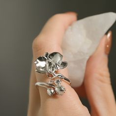 Orchid Ring, Anatomical Heart, Nature Inspired Jewelry, Outfit Making, Inspired Jewelry, Orchid Flower, Flower Ring, Flower Necklace, Adjustable Ring