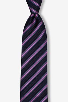 Navy Blue Pink Striped Pre-tied Tie, Tie, GoTie Blue Tailored Ties For Business, Classic Multicolor Office Ties, Classic Navy Ties For Work, Navy Fitted Tie For Office, Classic Pink Tie For Business, Classic Pink Business Tie, Classic Pink Business Ties, Necktie Pattern, Brown Tie