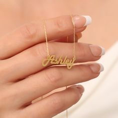 "Elevate your style with our 14K Solid Gold Personalized Name Necklace to leave a lasting impression. This specially named necklace is a beautiful piece of jewelry that you can add to your jewelry collection. A special gift that you can present to your loved ones and yourself. 🔸🔸 Our elegant, style and stylish products suitable for special occasions and daily use are produced with love and care for you and your loved ones. 🔸🔸 All of our products are carefully crafted from 14K Solid gold. FEA Customizable 14k Gold Anniversary Necklaces, Classic Gold Name Necklace With Hallmark, Custom Name Necklace In Yellow Gold For Anniversary, Classic Gold Hallmark Name Necklace, Yellow Gold Custom Nameplate Necklace For Anniversary, Rose Gold Nameplate Necklace For Anniversary, Custom Yellow Gold Name Necklace For Anniversary, Custom Yellow Gold Nameplate Necklace For Anniversary, Classic Gold Hallmarked Name Necklace