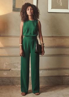 Modest Summer, Outfits Modest, Designer Jumpsuits, Green Jumpsuit, Wedding Guest Outfit Summer, Green Pants, Jumpsuit Fashion, 가을 패션, Guest Outfit