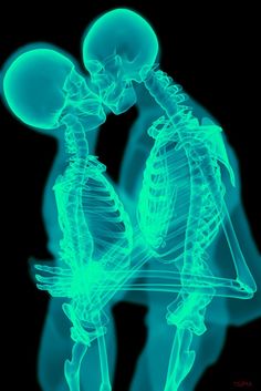 x - ray image of two skeletons touching each other