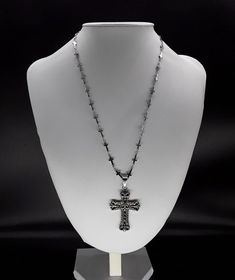 Silver Stainless Steel Necklace With Box Chain, Stainless Steel Silver Necklace With Box Chain, Stainless Steel Crucifix Necklace With Adjustable Chain, Nickel-free Silver Stainless Steel Necklace, Stainless Steel Chain Necklace With Cross Pendant, Silver Pendant Chain Necklace With Adjustable Chain, Silver Spiritual Necklace With Chain, Silver Spiritual Clavicle Chain Necklace, Silver Stainless Steel Chain Necklace