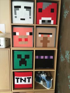 a book shelf filled with lots of different types of papercrafting items on top of it