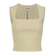 The Napoli Top is an essential piece for your wardrobe. This self-lined top features a soft fabric with stretch that holds you in while contouring the body for the perfect fit. The square neckline provides an elegant shape and back zipper allows for easy wear. Pair it with the Amalfi Pedal Pushers in Sand for the ultimate Italian getaway-inspired outfit. Limited edition. Made in Los Angeles 76% Rayon 20% Nylon 4% Spandex Dry Clean Only Classic Fitted Tank Top With Scoop Neck, Fitted Cropped Beige Tank Top, Classic Fitted Scoop Neck Tank Top, Elegant Seamless Crop Top, Modern Fitted Top With Square Neck, Modern Fitted Tops With Square Neck, Modern Fitted Square Neck Top, Fitted Seamless Tank Top With Square Neck, Fitted Seamless Square Neck Tank Top