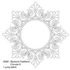 a circular design with the words, barbara's feathers and jump stitch on it