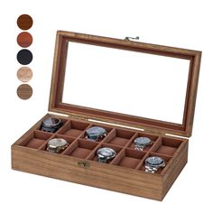 PRICES MAY VARY. [Solid wood] Watch box organizer is expertly crafted from high-quality, pure solid wood with a unique and natural pattern. Known for their durability and timeless appeal, wood product is a classic match for rustic style and make this watch box a beautiful and long-lasting investment [Velvet Lining] Exper City watch display case with a transparent glass top that provides a clear and unobstructed view of your watch collection. Adorned with solid hardware and delicate velvet lining Watch Storage Ideas, Wood Watch Box, Wooden Watch Box, Watch Display Case, Mens Watch Box, Watch Organizer, Watch Display, Wood Product, Box Organizer