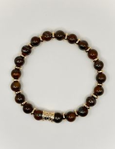 Iron brown jasper natural gemstones (7mm) with gold tone accents, stretchy bracelet. Cheap Brown Jewelry With Gold Beads, Brown Jasper, Brown Accessories, Brown Jewelry, Bracelet Ideas, Tucson Az, Stretchy Bracelets, Tucson, Earth Tones