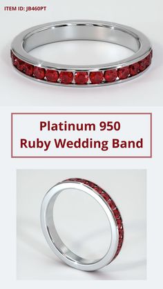 Symbolize your eternal love with a sparkling circle of precious rubies, expertly set in this beautiful wedding ring! Let each stone in the eternity band serve as a constant reminder of the strength and durability of your relationship. #weddingringbandshisandhers #weddingringbands #bandwedding #engagementringsweddingbands #weddingbanddiamond Elegant Red Round Cut Eternity Band, Elegant Red Eternity Band For Anniversary, Classic Eternity Band With Channel Setting For Formal Occasions, Classic Channel Set Eternity Band For Formal Occasions, Modern Silver Eternity Band For Formal Occasions, Red Round Eternity Band For Formal Occasions, Anniversary Platinum Bands With Polished Finish, Anniversary White Gold Bands Classic Design, Elegant Platinum Channel Set Eternity Band