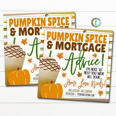 two flyers for pumpkin spice and real estate