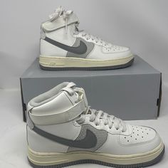 Air Force 1 High Le (Gs) Size 5.5y Style# Dv2236-100 New In Original Box Without Lid Never Been Worn White High-top Custom Fade-resistant Sneakers, White Low-top Custom Sneakers With Fade Resistance, White Fade-resistant Mid-top Sneakers, Nike Air Force 1 High-top In Gray, High-top Gray Nike Air Force 1, Nike White Mid-top Sneakers, White Mid-top Nike Air Force 1 For Streetwear, White High-top Nike Air Force 1 With Laces, Gray High-top Nike Air Force 1