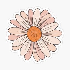 a pink and white flower with an orange center sticker on the back of it