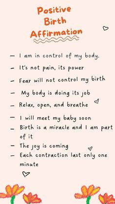 a poem written in the language of positive birth affirmation