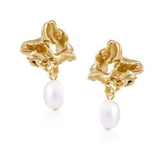 Whether you're attending a luxurious gala or adding a touch of sophistication to your everyday ensemble, the Greta Pearl Earrings effortlessly transition from day to night. They are the perfect accessory for any occasion, allowing you to express your individual style with grace and panache. 1.2 inch in length Stud post 18K Gold Plated over Sterling Silver Hypoallergenic Water & Tarnish Resistant Luxury Pearl Jewelry With Pierced Design, Luxury Gold Pearl Earrings Tarnish Resistant, Luxury Gift Pearl Earrings With Brass, Luxury Tarnish Resistant Gold Pearl Earrings, Luxury Gold Tarnish-resistant Pearl Earrings, Luxury Adjustable Gold Earrings, Luxury Modern Gold Plated Pearl Earrings, Sunglass Chain, Chains Necklaces