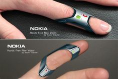 two pictures of an electronic device in the shape of a finger