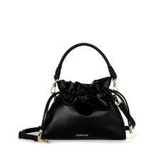 Versatile Pouch Satchel With Detachable Strap, On-the-go Top Handle Bucket Bag, Chic Black Bags For On-the-go, On-the-go Bucket Bag With Removable Pouch, Black On-the-go Bag With Detachable Strap, On-the-go Black Bag With Detachable Strap, Detachable Handle Pouch Shoulder Bag For Shopping, Modern Pouch Bag, Chic Satchel With Detachable Strap Pouch