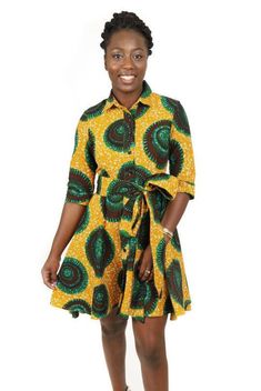 Floral Print Ankara Fabric Dress, Floral Print Ankara Dresses For Spring, Spring Floral Print Ankara Dresses, Spring Knee-length Ankara Dress, Yellow Fitted Ankara Fabric Dress, Long Sleeve Ankara Fabric Spring Dress, Spring Ankara Long Sleeve Dress, Spring Long Sleeve Ankara Dress, Spring Ankara Fabric Fitted Mini Dress