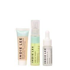 The perfect starter kit for the skincare obsessed. This travel-friendly set includes a full clean skincare ritual. Great for Indie Lee first-timers or jet setting veterans. Skincare Obsessed, Travel Kit Gift, Skincare Ritual, Minimalist Skincare, Brightening Cleanser, Indie Lee, Squalane Oil, Exfoliating Mask, Moisturizing Serum