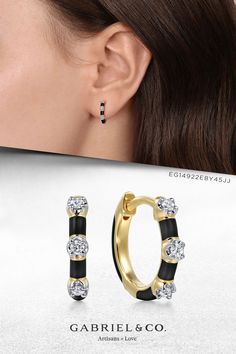 Enamel - 14K Yellow Gold Diamond 3 Stations Huggie Earrings with Black Enamel
EG14922E8Y45JJ 14k Gold Jewelry With Black Enamel, Elegant Gold Hoop Earrings With Black Enamel, Elegant Black Enamel Hoop Earrings Gift, Elegant Black Enamel Hoop Earrings, Black Hoop Earrings For Anniversary, Elegant Black Huggie Earrings, Classic Earrings, Huggie Earrings, Huggies Earrings