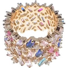 Blush & Whimsy Ring 7 Ariana Rainbow Ring Multicolor Open Ring For Party, Multi-stone Cubic Zirconia Party Rings, Party Rings With Multi-stone Cubic Zirconia, Multicolor Party Ring Jewelry, Rainbow Ring For Parties, Rainbow Ring For Party Jewelry, Rainbow Party Ring Jewelry, Multicolor Jeweled Ring, Multicolor Open Crystal Ring