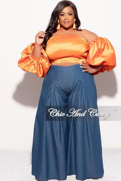 Polyester %: 90 Spandex %: 10 Model is wearing 1x Plus Size Wide Leg Pants, Plus Size Off The Shoulder, Plus Size Wide Leg, Chic And Curvy, Dark Denim, Leg Pants, Wide Leg Pants, Casual Pants, Final Sale