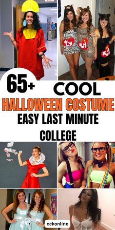 collage of halloween costumes for college students