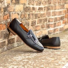 Step into luxury with the Pershing Rd. Monk Slipper No. 8121 🖤 Timeless elegance meets modern craftsmanship. From the sumptuous full grain leather to the vibrant orange calf lining, every detail exudes sophistication. Tap to shop and discover unparalleled comfort and style. #LuxuryFootwear #Craftsmanship #StylePin Double Monk Strap, Occasion Shoes, Footwear Collection, Leather Buckle, Monk Strap, Vibrant Orange, Mens Slippers, Stylish Shoes, Black Paint