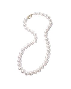 Affinity White Pearl Necklace - Coomi Luxury White Gold Single Strand Pearl Necklace, Luxury White Gold Round Pearl Necklace, Luxury Vintage White Beaded Necklace, Elegant Single Strand Gold Bridal Necklace, Elegant Gold Single Strand Bridal Necklace, Timeless Yellow Gold Necklace With Gold Clasp, Classic Gold Clasp Necklace For Gift, Classic Necklace With Gold Clasp For Gift, Classic Necklaces With Gold Clasp For Gifts