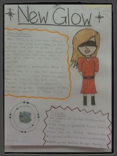 a drawing of a girl with glasses on her face and the words new glow above it