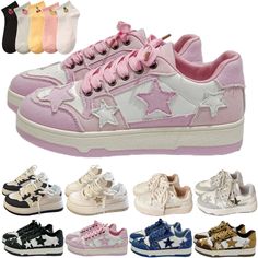 PRICES MAY VARY. 【Starry Sky Charms Inspired by Y2K Style】Star shoes walking sneakers, each charm is decorated with gorgeous starry sky elements, full of fun and fashion, no matter how you match it with casual clothes, it can show unique charm. 【Breathable Lining】Y2K Aesthetic cute big toe, carefully designed to promote air circulation, helps air circulation, ensures that your feet are dry and comfortable during exercise, making you more interested in exercise and relaxed. 【Solid Protection】Star Pink Star Sneakers, Cute Trending Shoes, Big Star Shoes, Cute Shoes To Get, Cute Fall Sneakers, Cute Sneakers Aesthetic, Y2k Shoes Aesthetic, Stuff To Get On Amazon, Y2k Stores