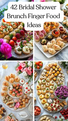 A beautifully arranged platter of bridal shower brunch finger foods, featuring savory pastries, sweet treats, and colorful presentations, perfect for celebrating love and impressing guests. Small Group Brunch Ideas, Brunch For Bridal Party, Finger Foods For Bridal Shower Brunch, Brunch Party Finger Foods, Bridal Shower Themes Brunch Party Ideas, Savory Brunch Finger Foods, Brunch To Go Ideas, Mimosa Brunch Bridal Shower Ideas, Girls Brunch Food Ideas