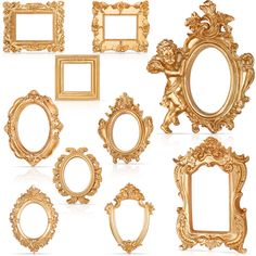 PRICES MAY VARY. Nice Combination: there are 10 pieces of vintage picture frames with 10 different styles, 1 piece of each style, without glass or backing, which can be put into use separately or in combination to meet your daily use and replacement demands Long Serving Time: the antique wall frame set is made of quality resin, with metallic luster and delicate grain, sturdy and serviceable, which is reliable and not easy to fade, deform or break for long term use Elegant and Refined: the antiqu Picture Frames With Mirror, Card Crown To Hang On Glass, Displays Using Picture Frames, Empty Picture Frames On The Wall Living Room, Picture Frames Above Bed Boho, Empty Vintage Picture Frames On The Wall, Picture Frames And Mirror On The Wall, Wall Photo Collage Mirror, Gluing Stuff To Picture Frame