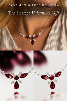 Let love bloom with the Crimson Bloom Garnet Necklace. Adorned with passionate red garnets and crafted with care, this necklace is a pledge of affection. Avail of our Valentine's flash sale with 40% off. With Awareness Avenue, you don’t just wear jewelry; you wear a promise to a brighter future. #BlossomingRomance #JewelryThatGivesBack #ValentinesTreasure Let Love Bloom, Original Jewelry Design, Garnet Necklace, Floral Necklace, Original Jewelry, Red Stone, Red Garnet, Flash Sale, Silver Necklaces