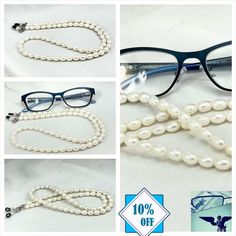 Beaded Clear Glasses Chains Perfect For Gifts, Cheap Beaded Glass Glasses Chains, Elegant Glass Beaded Glasses Chain, Blue Glasses Chains With Round Beaded Chain, Blue Beaded Glass Glasses Chains, Square Glass, Square