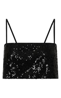 Elswyth Top - Strappy Sequin Crop Cami Top in Black Sequin Evening Crop Top With Sequins And Spaghetti Straps, Sequin Spaghetti Strap Crop Top For Night Out, Spring Sequined Spaghetti Strap Crop Top, Fitted Black Sequin Fabric For Summer, Sequined Evening Crop Top For Party Season, Evening Sequined Crop Top For Party Season, Disco Style Evening Crop Top For Summer, Party-ready Sequin Fabric For Summer Night Out, Summer Night Out Party-ready Sequin Fabric