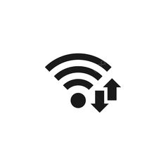 the wifi symbol is shown in this black and white image, with an arrow pointing up