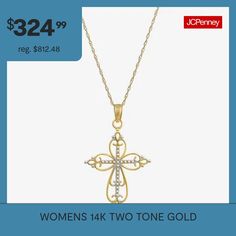 Included: 1 Pendant(s), 1 Necklace Chain(s)Features: Religious Jewelry, Quick ShipJewelry Closure: Lobster ClaspLink Construction: SolidShape: CrossMetal Color: Two ToneChain Length: 18 InchChain Width: .8 MillimetersPendant Length: 29mmPendant Width: 18mmChain Construction: RopeCare: Wipe CleanMetal: 14k Two Tone GoldNecklace Type: Pendant NecklacesAssembled in the US from Imported Materials Gold Cross Pendant, Gold Cross, Cross Pendant Necklace, Religious Jewelry, Necklace Chain, Cross Pendant, Pendant Necklaces, Chains Necklace, Two Tone