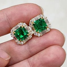 This Earring is made of Lab Emerald 7mm Cushion Cut, The Metal is 9k,14k and 18k Solid Gold. it is available in Yellow Gold , Rose Gold and White Gold Emerald Stud,14k Solid Gold 7mm Asscher Cut Emerald earring, Wedding Gift Bridal Earring, Anniversary Gift for Women, May Birthstone Jewelry for wife/Mother,  Product Details: - Material:-  9k/14k/18k Solid Gold (Rose Gold, yellow Gold and white Gold) Main Stone:- Lab Emerald Stone size:- 7x7mm Side Stone:- Zircon ( Feel free to Contact us for Sid Luxury Gemstone Accented Earrings For Anniversary, Emerald Cut Earrings Studs, Emerald Diamond Studs, Emerald Earrings With Diamond Cut For Gift, Green Emerald-cut Jewelry With Diamond Accents, Emerald-cut Emerald Diamond Earrings, Luxury Emerald-cut Diamond Earrings For Formal Occasions, Cushion Cut Earrings, Emerald Studs