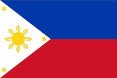 the philippines flag is shown in red, white and blue