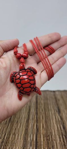 "Red Turtle Necklace. Sea Turtle Pendant Necklace. Adjustable Necklace.  Wear this beautiful necklace as a short necklace or a long necklace. The necklace is fully adjustable from 18\" Inches to approximately 32\" Inches around the neck. Simply slide the barrel knots to bring the necklace to the length you desire. This gives the wearer several options as to how they want to wear the necklace, as a choker style or let it hang low, it's up to you. When fully extended the necklace easily slips over Red Necklaces, Sea Turtle Jewelry, Turtle Jewelry, Turtle Gifts, Turtle Bracelet, Turtle Necklace, Turtle Earrings, Turtle Design, Turtle Pendant