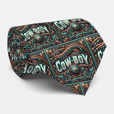 Turquoise Tie, Turquoise Print, Cowboy, Braids