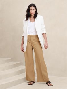 Sculpted Wide-Leg Trouser | Banana Republic Factory Best Work Pants For Women, Stretch Ankle-length Pantsuit For Office, Fitted Wide-leg Office Pants, Wide Leg Stretch Pantsuit For Office, Stretch Wide Leg Pantsuit For Office, Stretch Pantsuit With Straight Pants For Work, Fitted Wide Leg Ankle-length Work Pants, Versatile Fitted Wide-leg Dress Pants, Versatile Fitted Wide Leg Pants For Business Casual